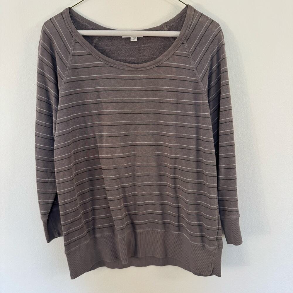 James Perse Supima Cotton Blend Sweatshirt Size 3 Large Gray Striped Pullover